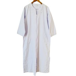 Miss Elaine Robe Light Purple Floral Embroidered Housecoat M Cottagecore Granny